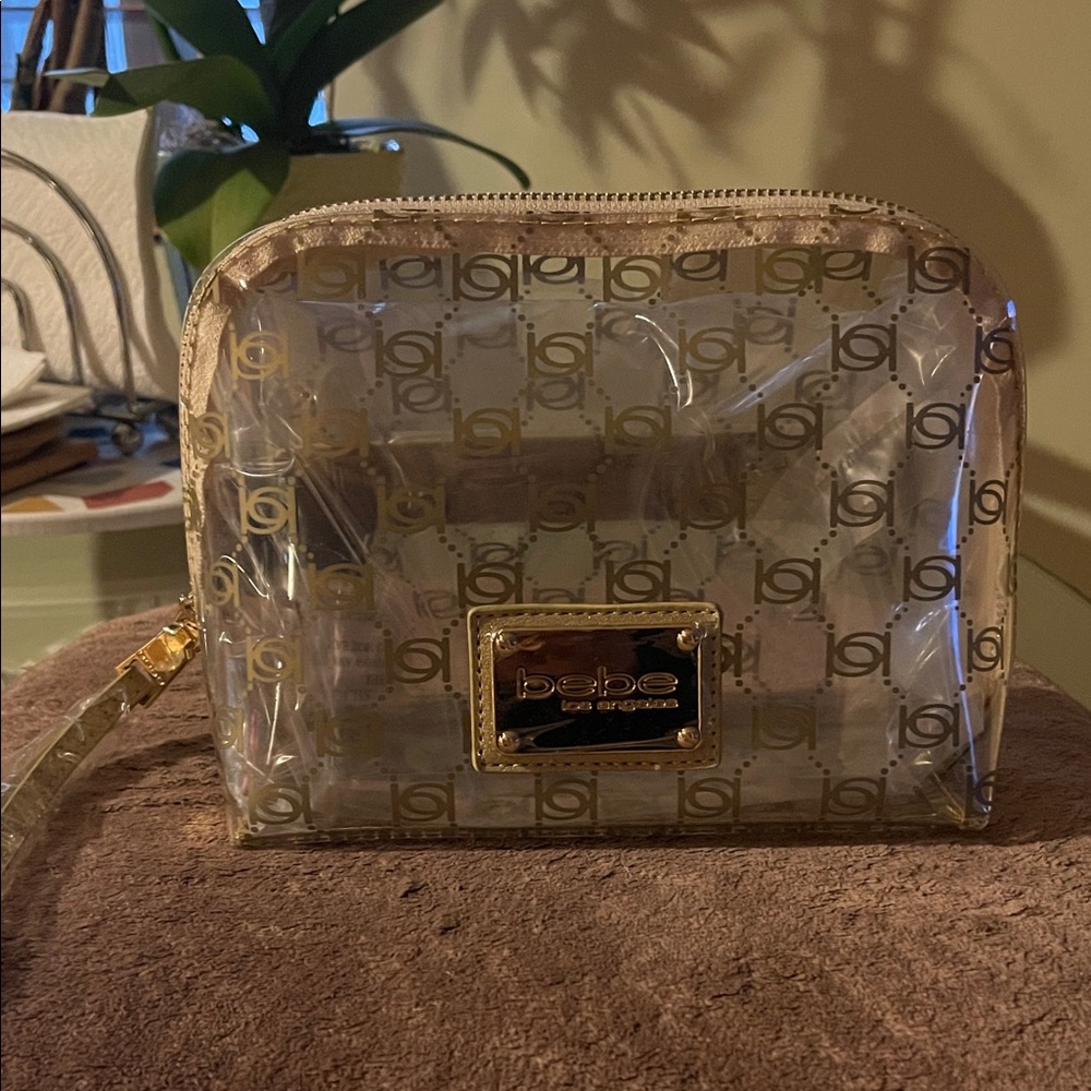 Bebe Clear Cosmetic Bag with Gold Logo